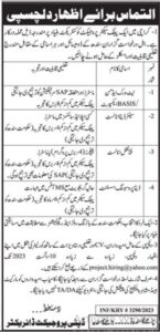 Jobs Positions At Public Sector Project In Karachi
