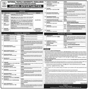 National Textile University Faisalabad Jobs 2023
