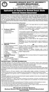 Positions Available At Shaheed Benazir Bhutto University
