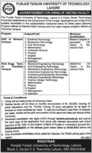 Vacancies Available At Punjab Tianjin University Lahore
