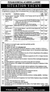 Jobs Positions At Punjab Judicial Academy
